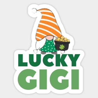 Lucky Gigi Grandmother St Patrick's Day Gnome Irish Gift Sticker